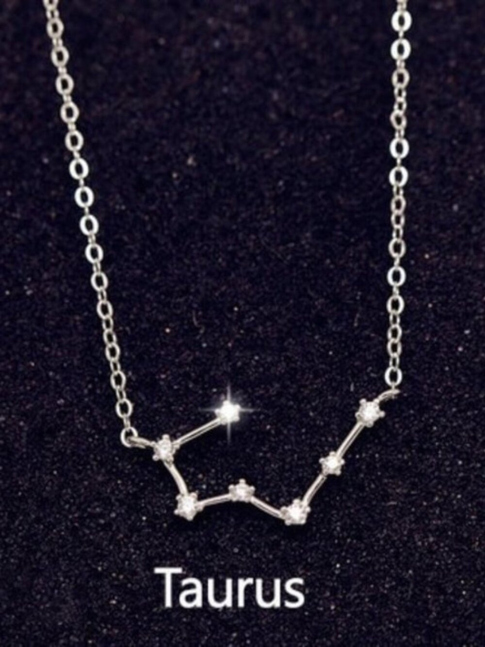 Sterling Silver Diamond Zodiac Necklace--Taurus